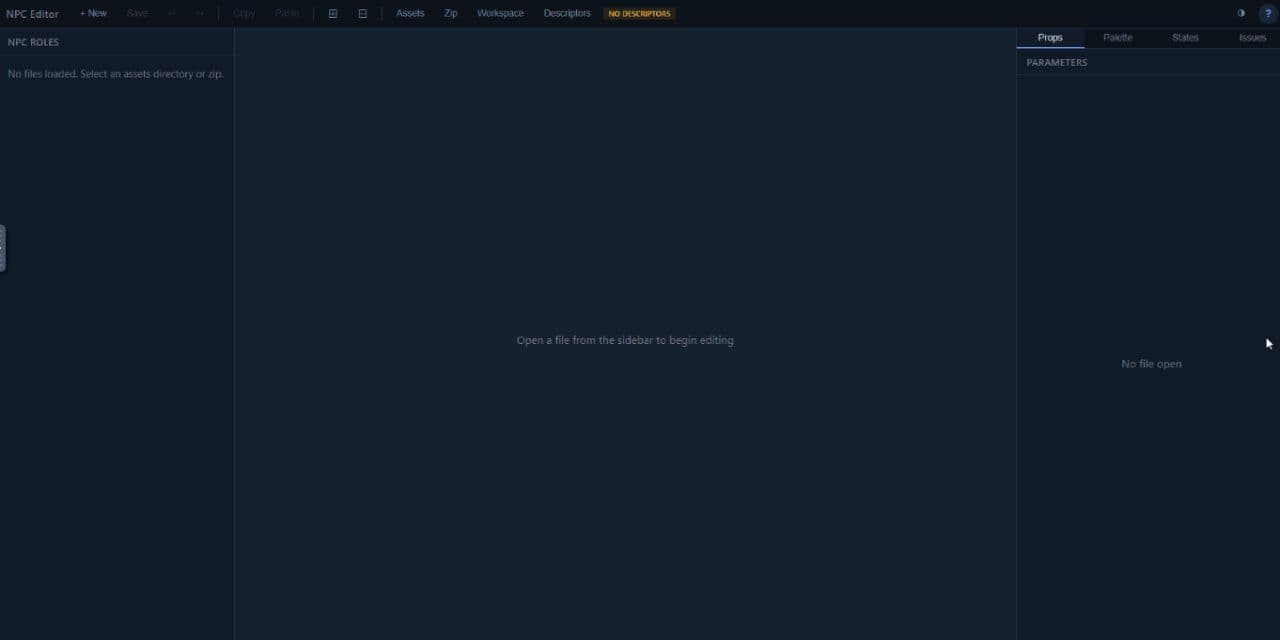 Превью прототипа редактора NPC